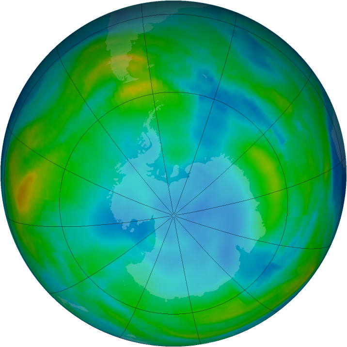 Antarctic ozone map for 03 July 1985